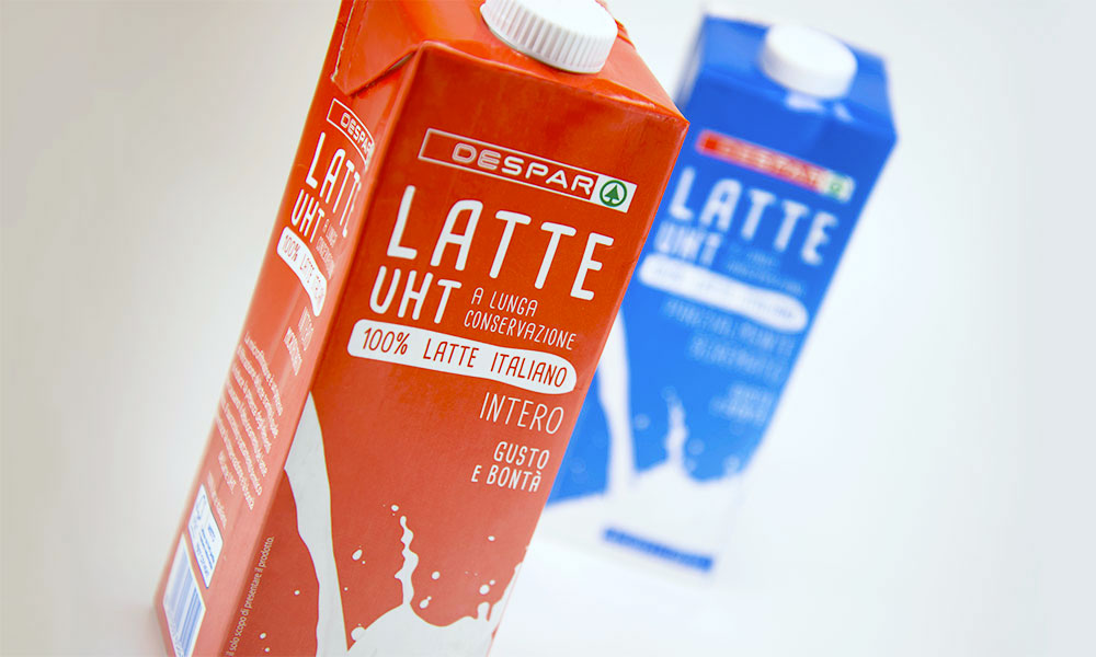 Packaging latte uht Despar